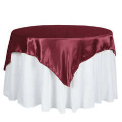 Satin 60"x60" Table Overlay Square Tablecloth Burgundy - Smooth Silky Touch Table Cover
