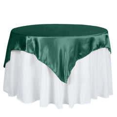 Satin 60"x60" Table Overlay Square Tablecloth Hunter Emerald Green - Smooth Silky Touch Table Cover