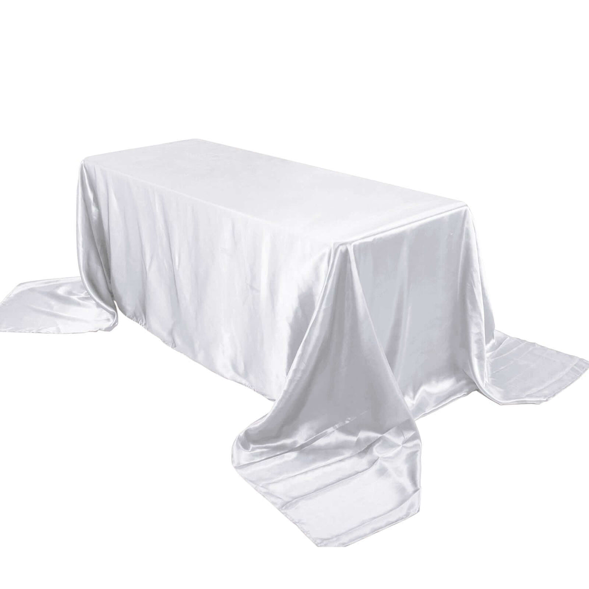Satin Rectangular 90"x156" Tablecloth White - Seamless Stylish Table Cover for Wedding & Event Decoration